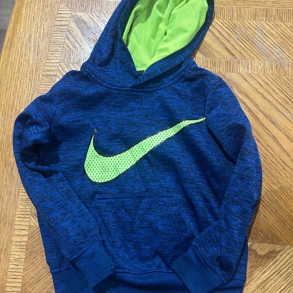 Nike Kids Navy and Lime Hoodie